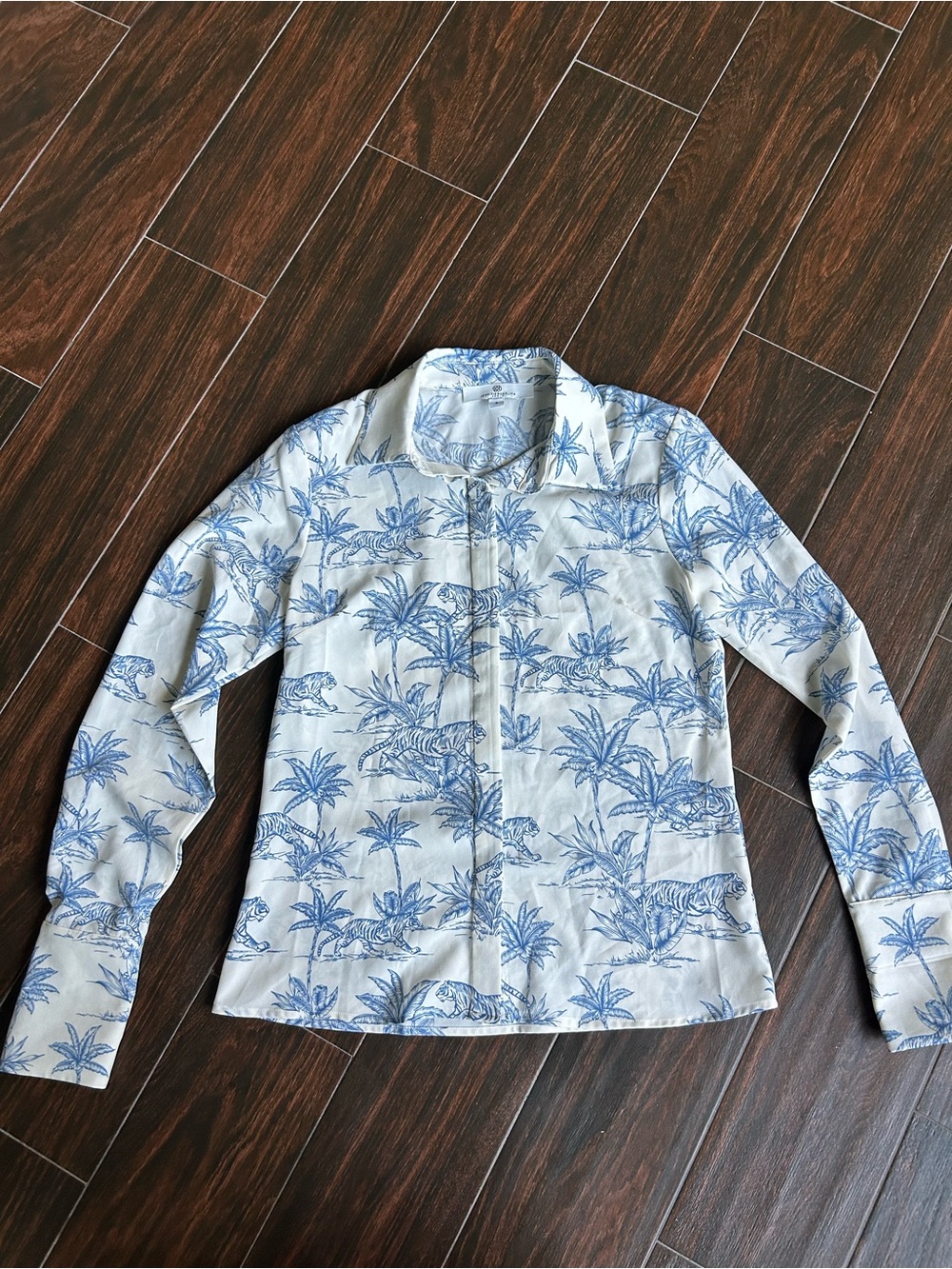 Jean-Pierre Klifa Long Sleeve Button Down Blouse Folded Cuffs Size  Small